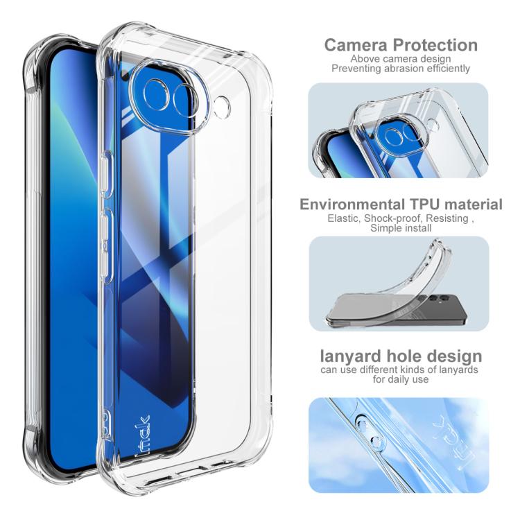 For Google Pixel 10a imak Shockproof Airbag TPU Phone Case - Transparent