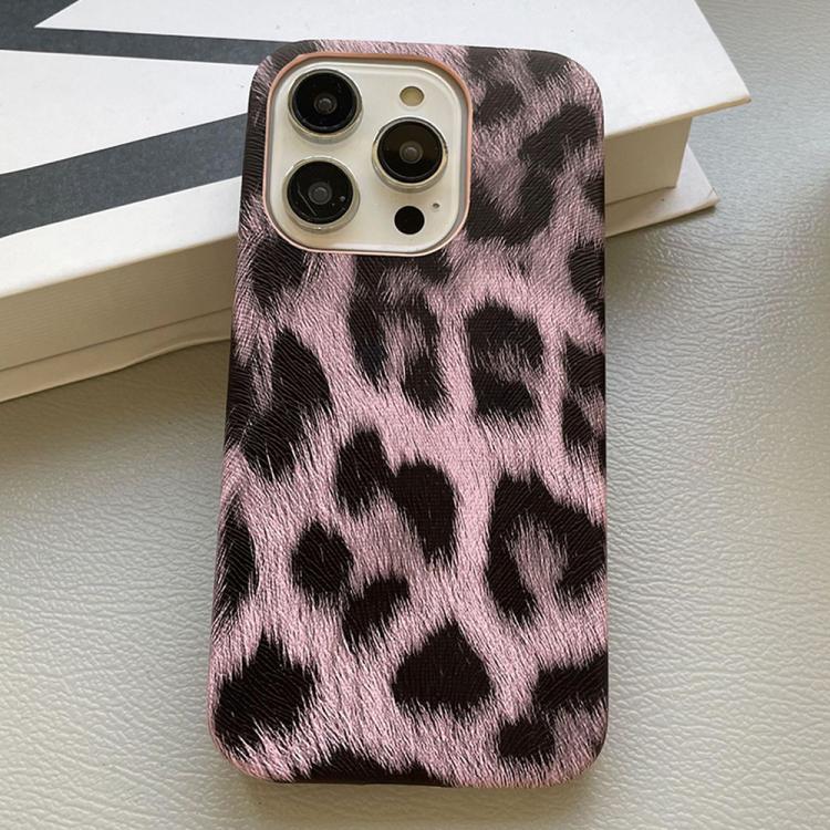 For iPhone 14 Pro Leopard Print Leather-Textured PU Phone Case