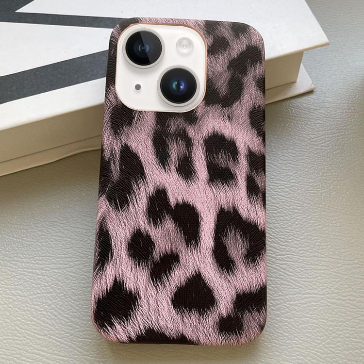For iPhone 15 Plus Leopard Print Leather-Textured PU Phone Case
