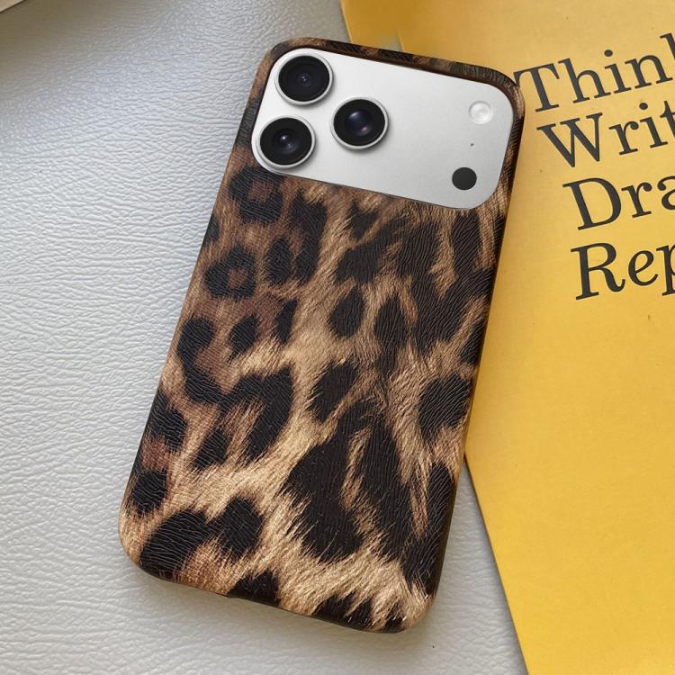 For iPhone 17 Pro Leopard Print Leather-Textured PU Phone Case