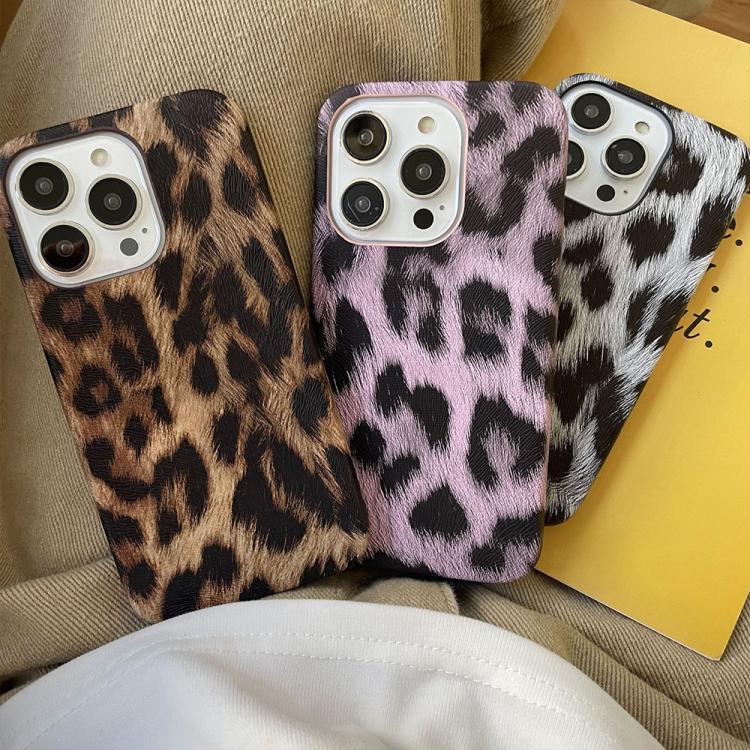 For iPhone 13 Pro Leopard Print Leather-Textured PU Phone Case