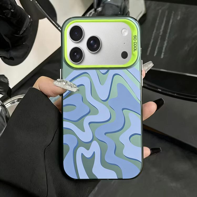 For iPhone 17 Pro Max Wavy Stripes Pattern Frosted IMD 2-in-1 PC Phone Case