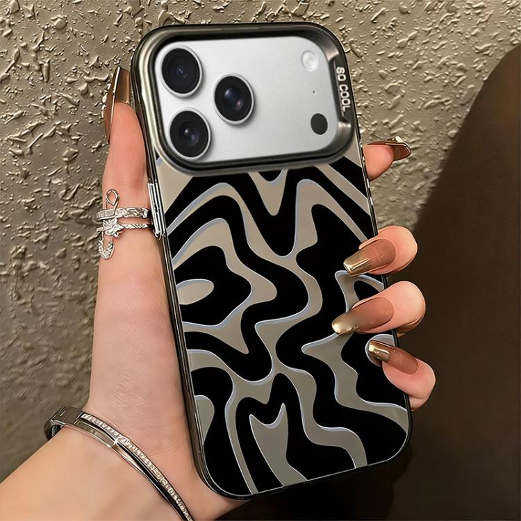 For iPhone 17 Pro Wavy Stripes Pattern Frosted IMD 2-in-1 PC Phone Case