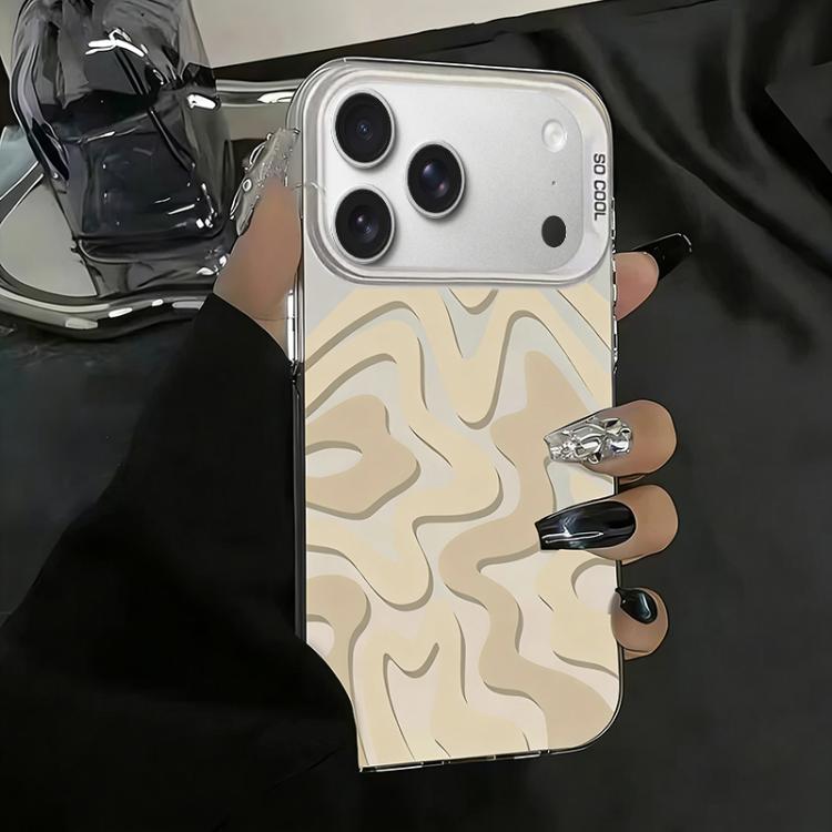 For iPhone 17 Pro Wavy Stripes Pattern Frosted IMD 2-in-1 PC Phone Case