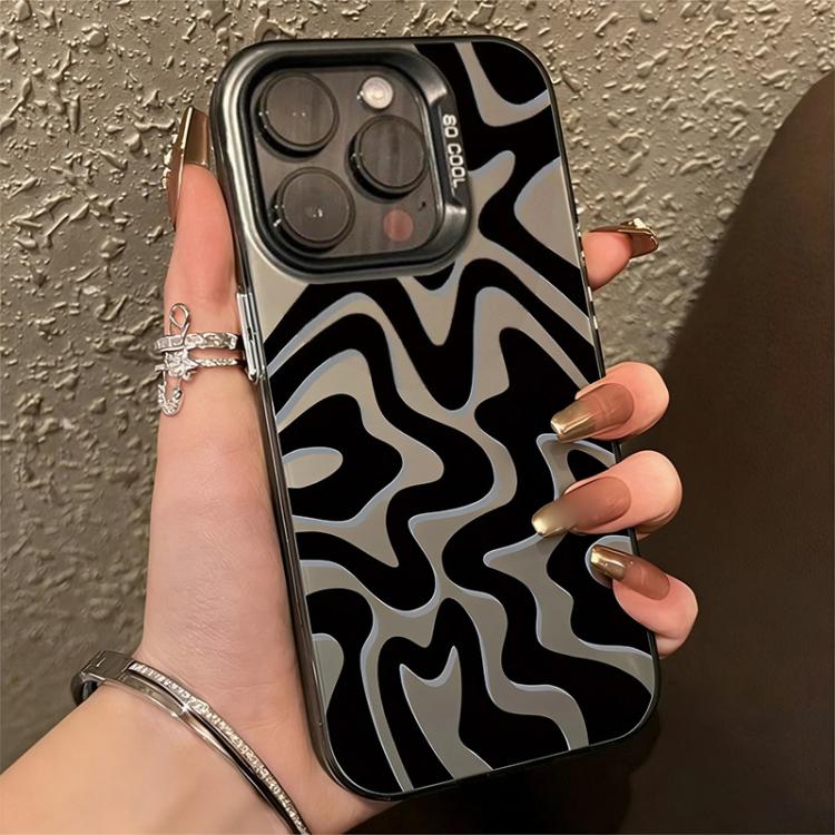 For iPhone 16 Pro Max Wavy Stripes Pattern Frosted IMD 2-in-1 PC Phone Case