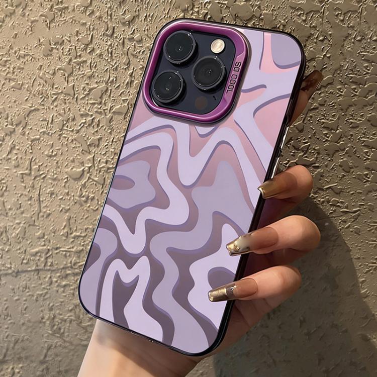For iPhone 16 Pro Wavy Stripes Pattern Frosted IMD 2-in-1 PC Phone Case