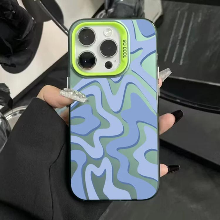 For iPhone 16 Pro Wavy Stripes Pattern Frosted IMD 2-in-1 PC Phone Case