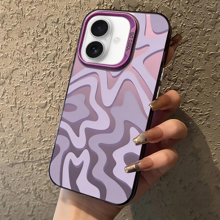 For iPhone 16 Plus Wavy Stripes Pattern Frosted IMD 2-in-1 PC Phone Case