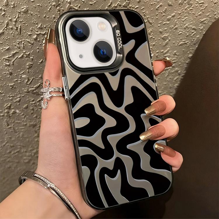 For iPhone 14 Plus Wavy Stripes Pattern Frosted IMD 2-in-1 PC Phone Case