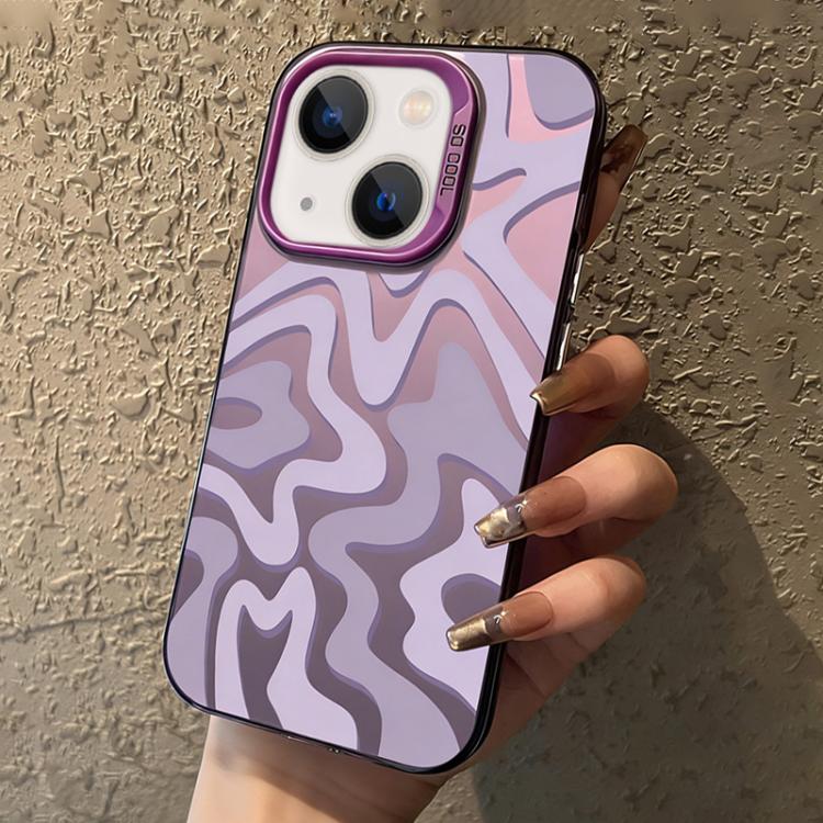 For iPhone 14 Wavy Stripes Pattern Frosted IMD 2-in-1 PC Phone Case