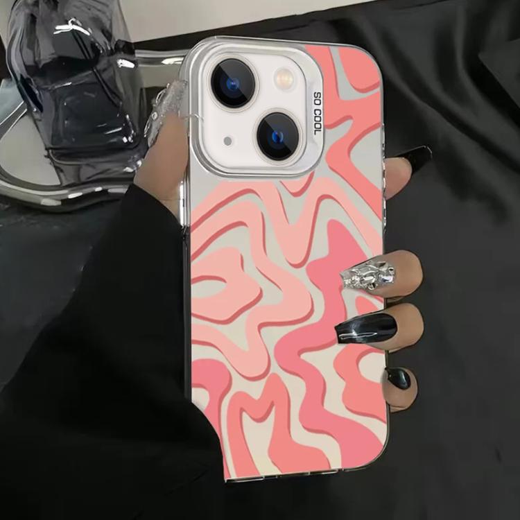 For iPhone 14 Wavy Stripes Pattern Frosted IMD 2-in-1 PC Phone Case