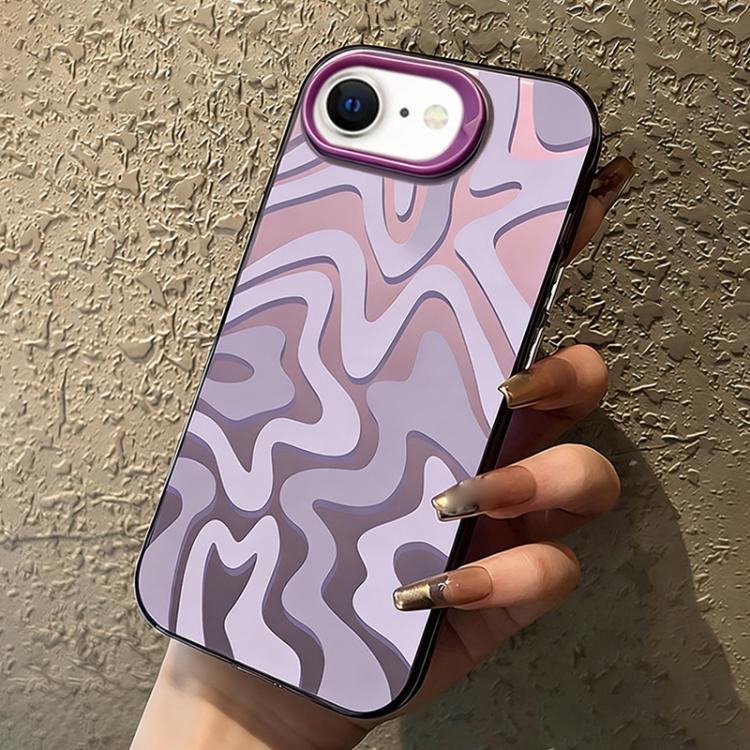 For iPhone SE 2022 / SE 2020 / 7 / 8 Wavy Stripes Pattern Frosted IMD 2-in-1 PC Phone Case