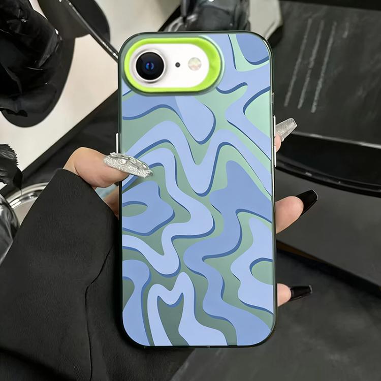 For iPhone SE 2022 / SE 2020 / 7 / 8 Wavy Stripes Pattern Frosted IMD 2-in-1 PC Phone Case