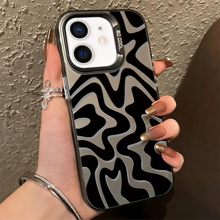 For iPhone 12 Wavy Stripes Pattern Frosted IMD 2-in-1 PC Phone Case