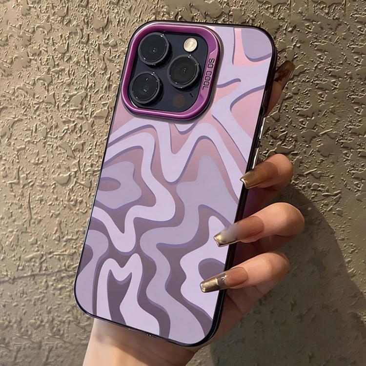 For iPhone 12 Pro Max Wavy Stripes Pattern Frosted IMD 2-in-1 PC Phone Case