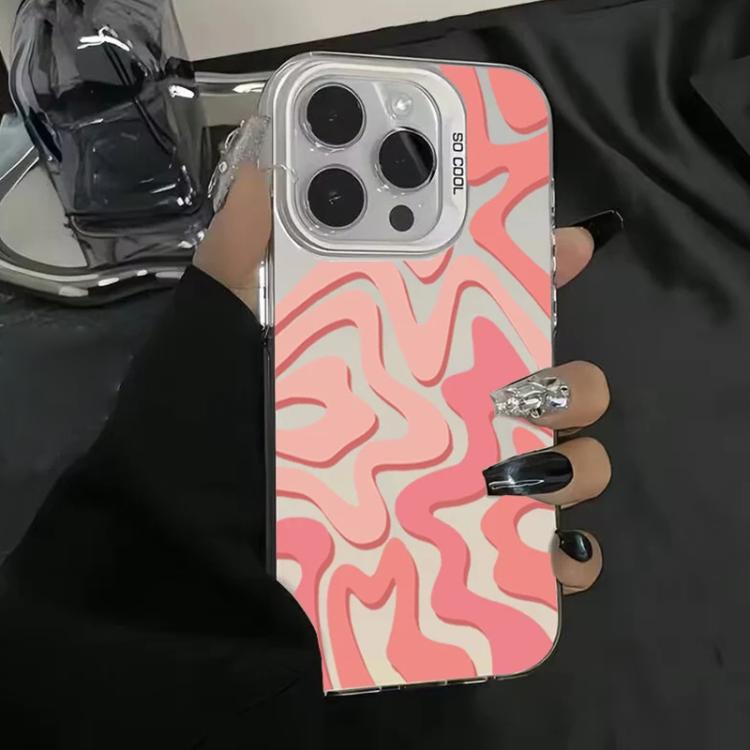 For iPhone 12 Pro Max Wavy Stripes Pattern Frosted IMD 2-in-1 PC Phone Case