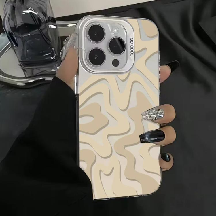 For iPhone 12 Pro Max Wavy Stripes Pattern Frosted IMD 2-in-1 PC Phone Case