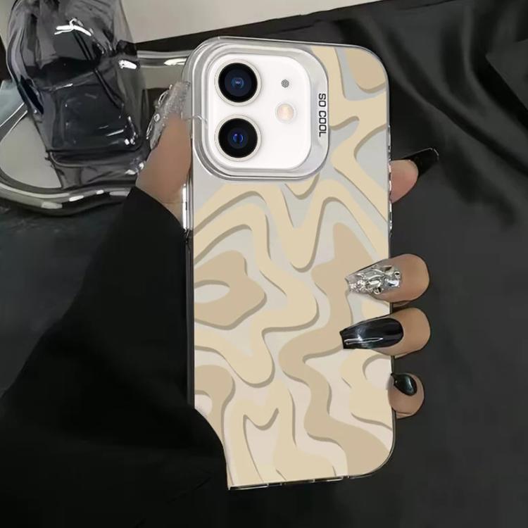 For iPhone 12 mini Wavy Stripes Pattern Frosted IMD 2-in-1 PC Phone Case