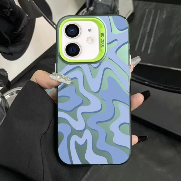 For iPhone 12 mini Wavy Stripes Pattern Frosted IMD 2-in-1 PC Phone Case