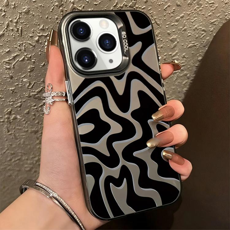 For iPhone 11 Pro Max Wavy Stripes Pattern Frosted IMD 2-in-1 PC Phone Case