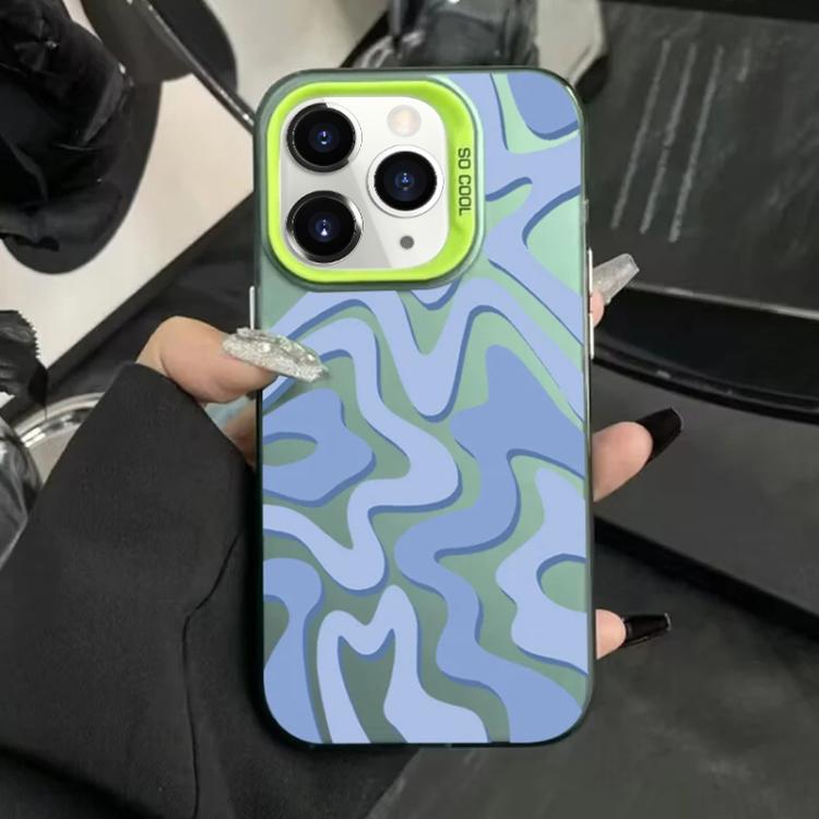 For iPhone 11 Pro Max Wavy Stripes Pattern Frosted IMD 2-in-1 PC Phone Case
