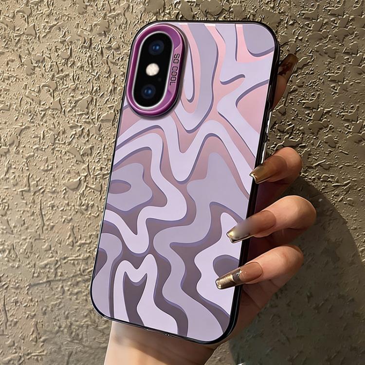 For iPhone X / XS Wavy Stripes Pattern Frosted IMD 2-in-1 PC Phone Case