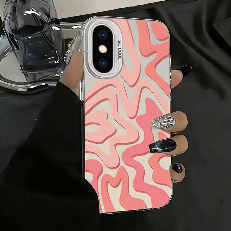 For iPhone X / XS Wavy Stripes Pattern Frosted IMD 2-in-1 PC Phone Case