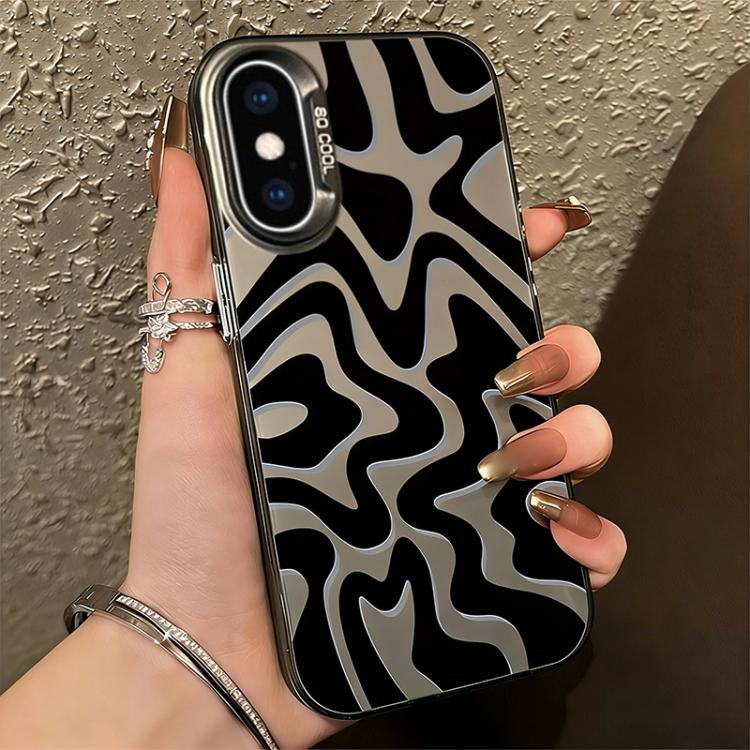 For iPhone X / XS Wavy Stripes Pattern Frosted IMD 2-in-1 PC Phone Case