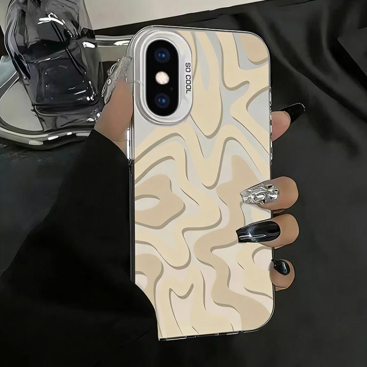 For iPhone X / XS Wavy Stripes Pattern Frosted IMD 2-in-1 PC Phone Case