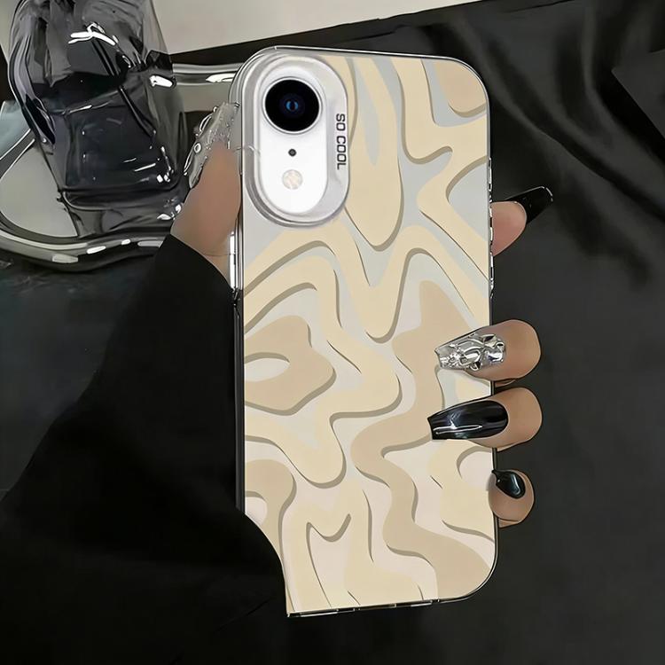 For iPhone XR Wavy Stripes Pattern Frosted IMD 2-in-1 PC Phone Case