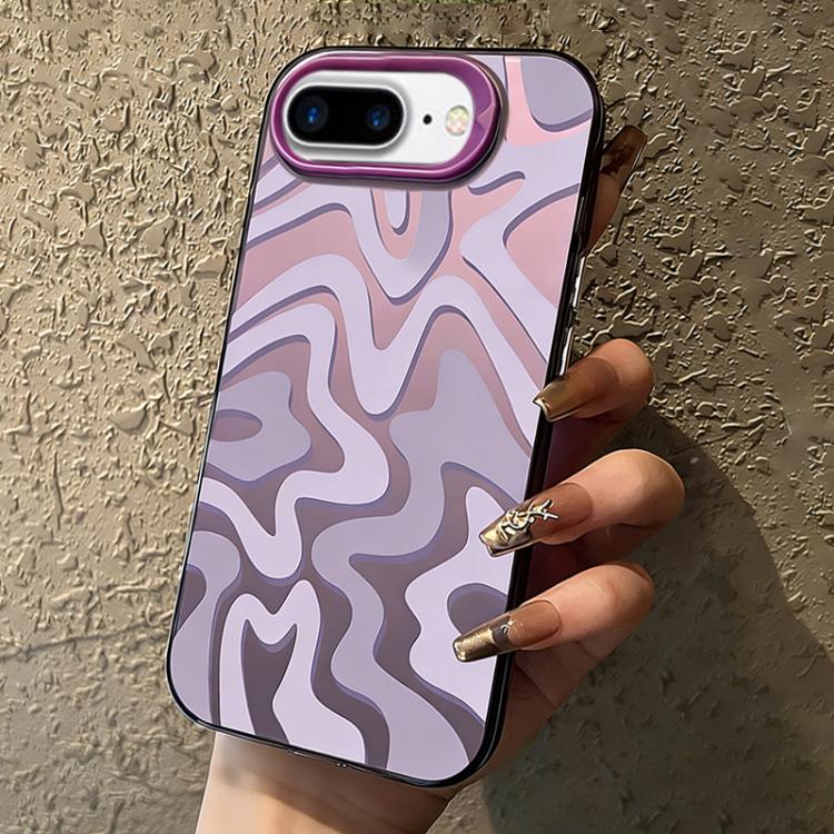 For iPhone 8 Plus / 7 Plus Wavy Stripes Pattern Frosted IMD 2-in-1 PC Phone Case