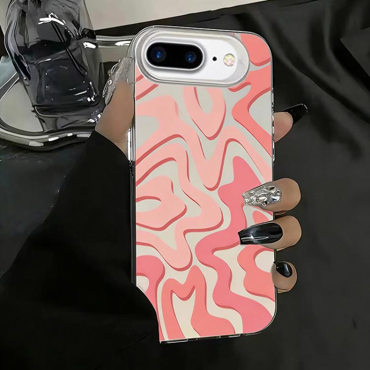 For iPhone 8 Plus / 7 Plus Wavy Stripes Pattern Frosted IMD 2-in-1 PC Phone Case