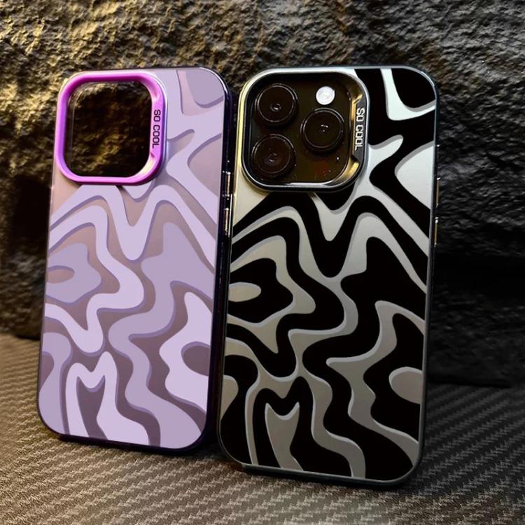 For iPhone SE 2022 / SE 2020 / 7 / 8 Wavy Stripes Pattern Frosted IMD 2-in-1 PC Phone Case