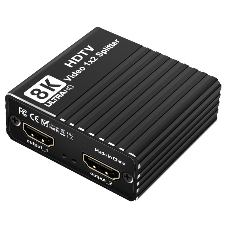 H12 8K 60Hz 1 In 2 Out Ultra HD HDMI Video Splitter - Black