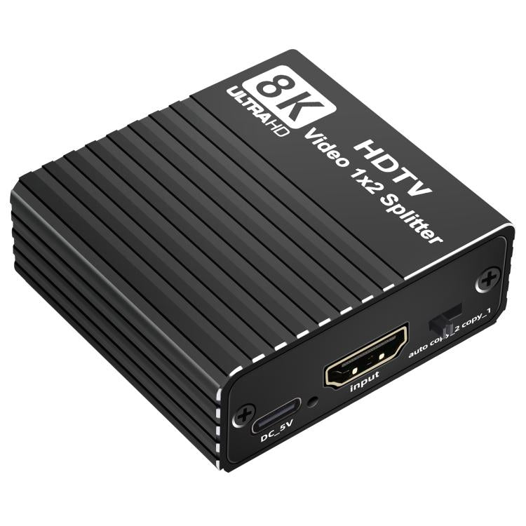 H12 8K 60Hz 1 In 2 Out Ultra HD HDMI Video Splitter - Black