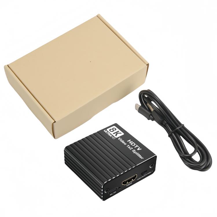 H12 8K 60Hz 1 In 2 Out Ultra HD HDMI Video Splitter - Black