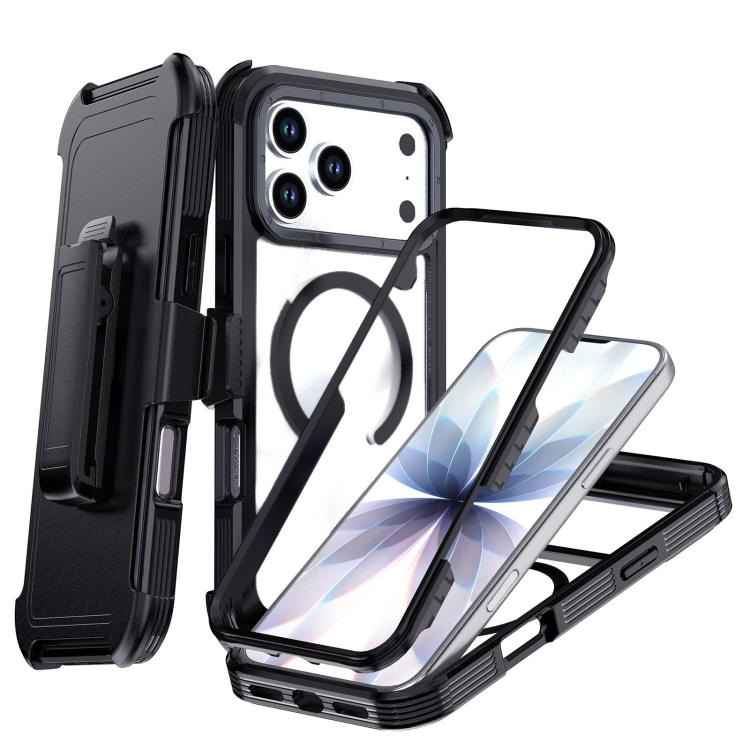 For iPhone 17 Pro Max Acrylic Full Coverage Magnetic Phone Case with Back Clip
