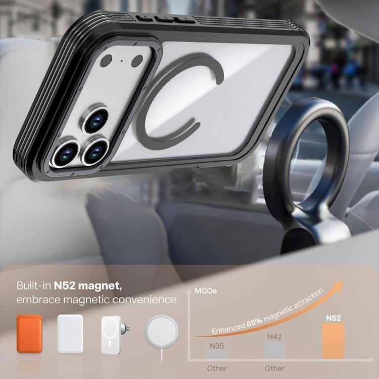 For iPhone 17 Pro Max Acrylic Full Coverage Magnetic Phone Case with Back Clip