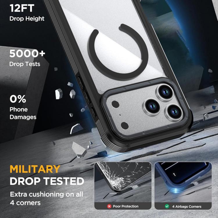 For iPhone 17 Pro Max Acrylic Full Coverage Magnetic Phone Case with Back Clip