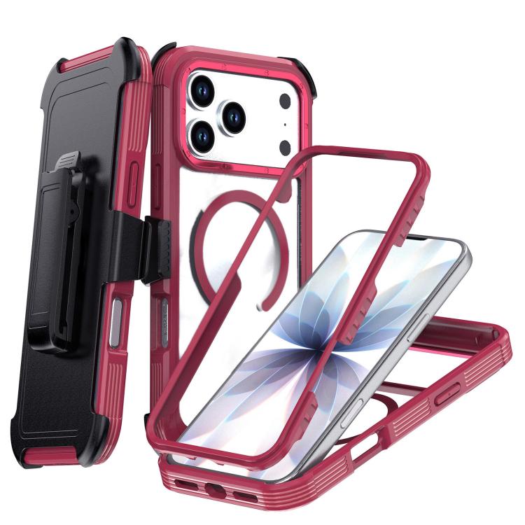 For iPhone 17 Pro Max Acrylic Full Coverage Magnetic Phone Case with Back Clip