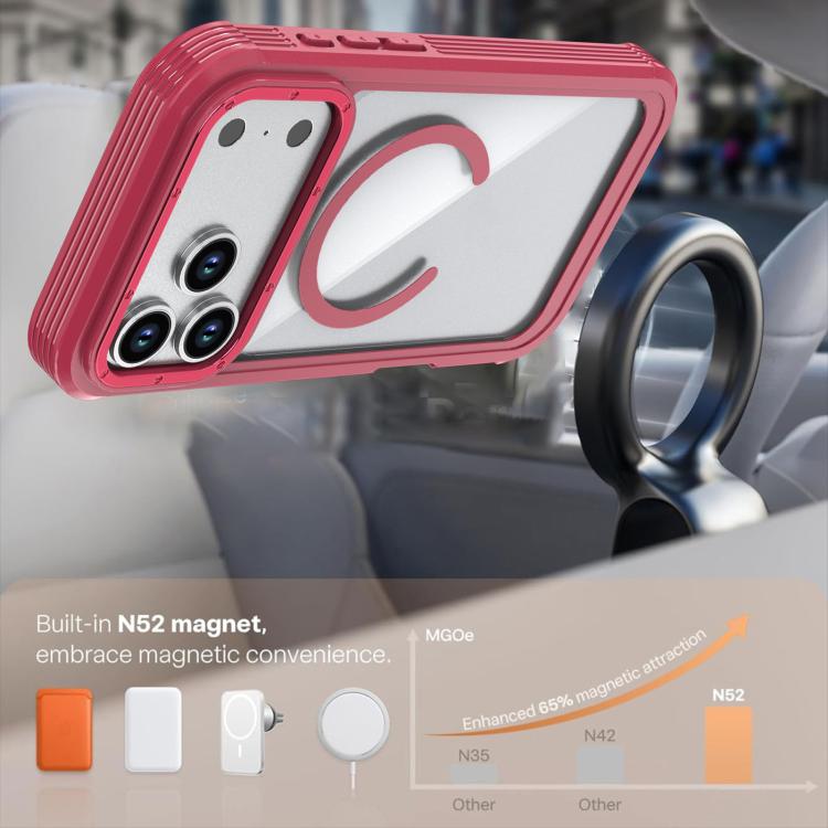 For iPhone 17 Pro Max Acrylic Full Coverage Magnetic Phone Case with Back Clip