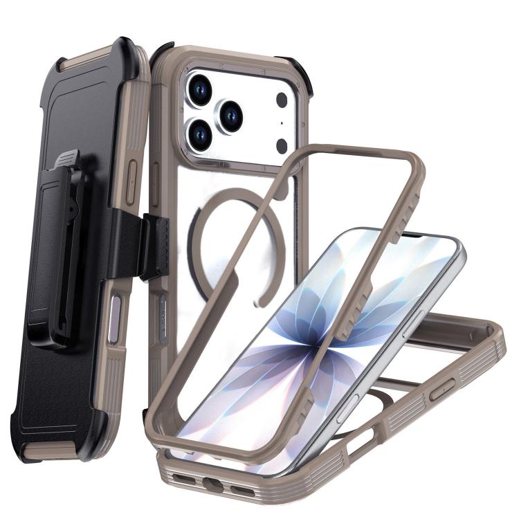 For iPhone 17 Pro Max Acrylic Full Coverage Magnetic Phone Case with Back Clip