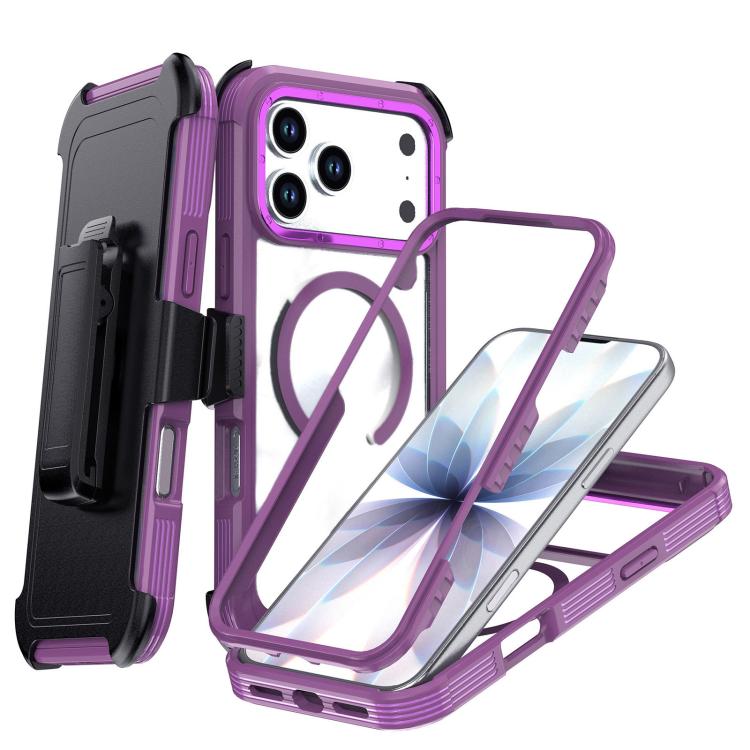 For iPhone 17 Pro Max Acrylic Full Coverage Magnetic Phone Case with Back Clip