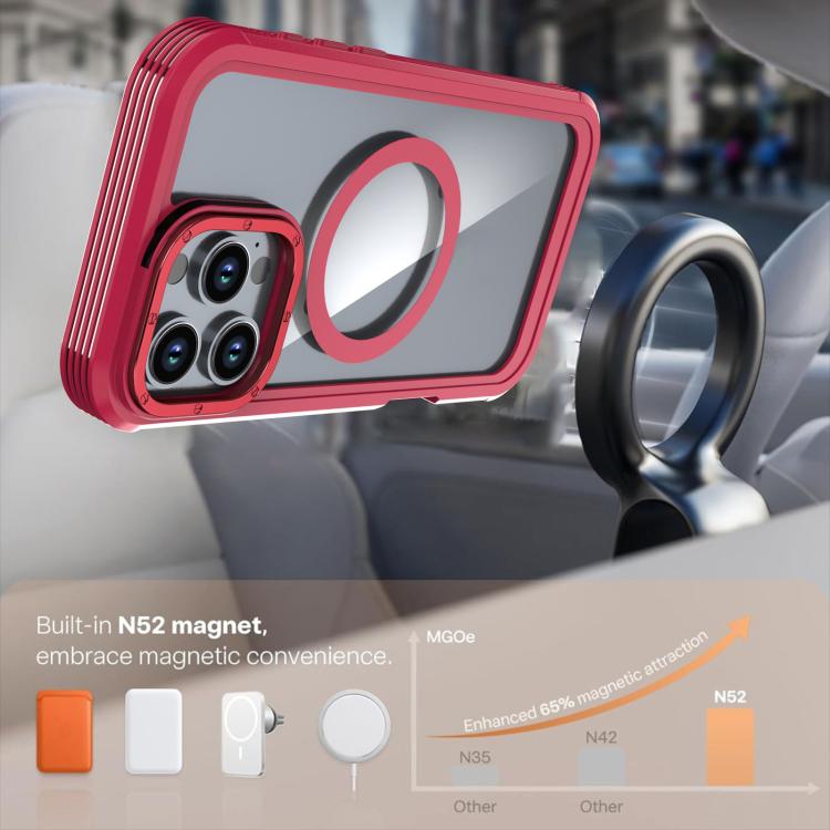 For iPhone 16 Pro Max Acrylic Full Coverage Magnetic Phone Case with Back Clip