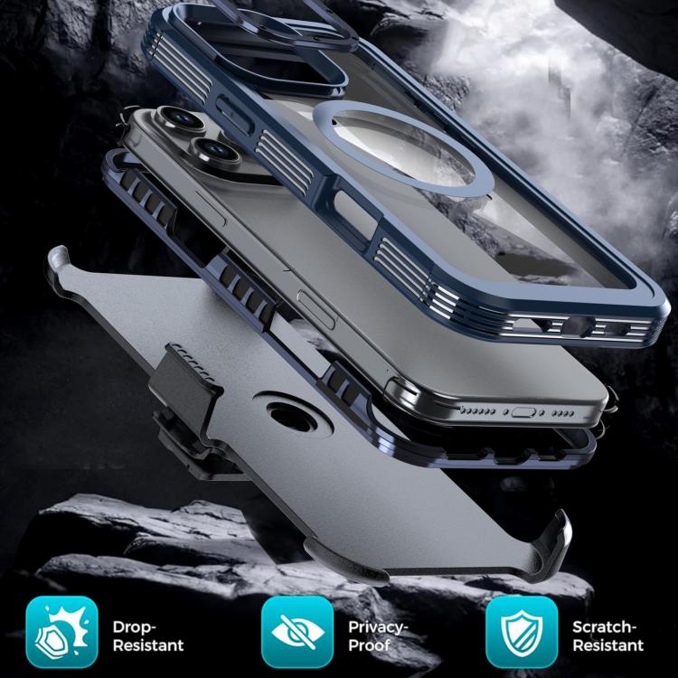 For iPhone 16 Pro Max Acrylic Full Coverage Magnetic Phone Case with Back Clip
