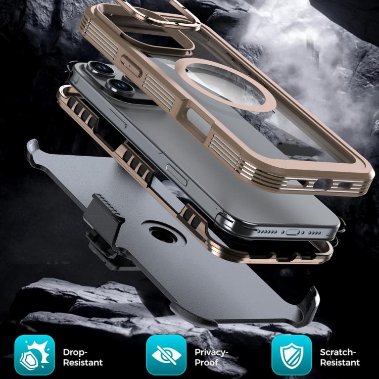 For iPhone 16 Pro Max Acrylic Full Coverage Magnetic Phone Case with Back Clip