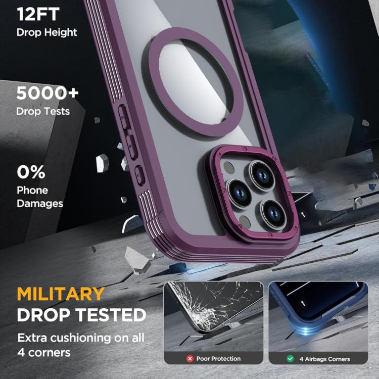 For iPhone 16 Pro Max Acrylic Full Coverage Magnetic Phone Case with Back Clip