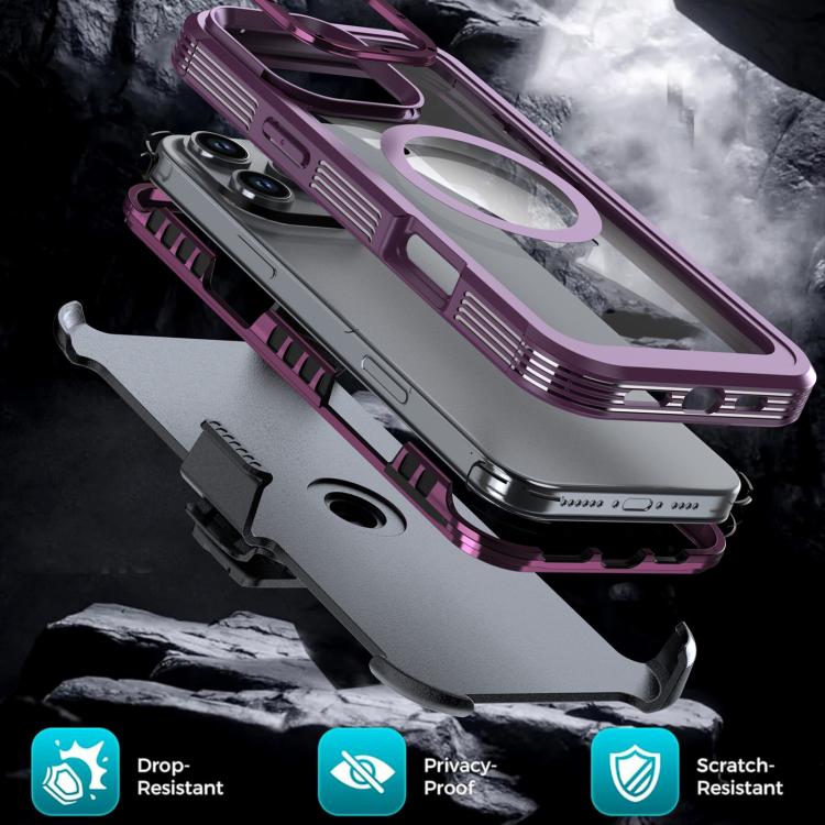 For iPhone 16 Pro Max Acrylic Full Coverage Magnetic Phone Case with Back Clip