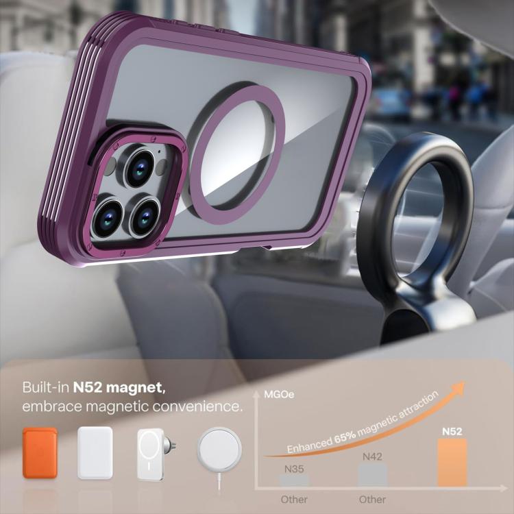 For iPhone 16 Pro Max Acrylic Full Coverage Magnetic Phone Case with Back Clip