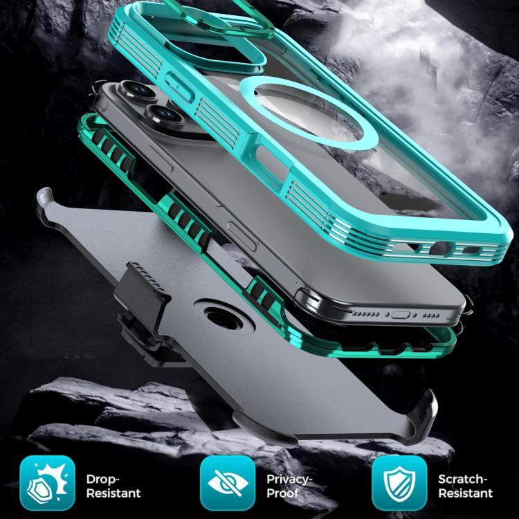 For iPhone 16 Pro Acrylic Full Coverage Magnetic Phone Case with Back Clip